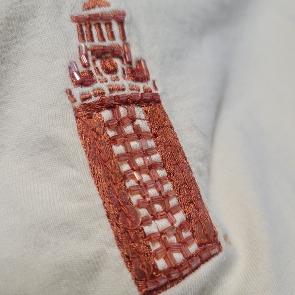 University of Texas UT Longhorn Embroidered Beaded Sequin Mid Sleeve Top, M - Picture 6 of 9